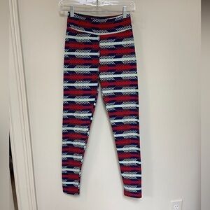 LuLaRoe: Women's Arrow Leggings, Navy / Red / Light Blue, One Size